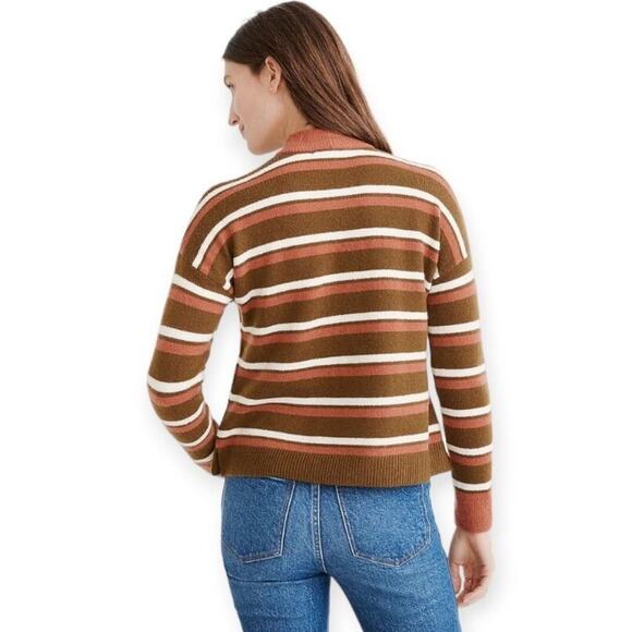 Madewell Redmond Mock Neck Pocket fall winter Sweater in Stripe Size Small - Picture 2 of 14